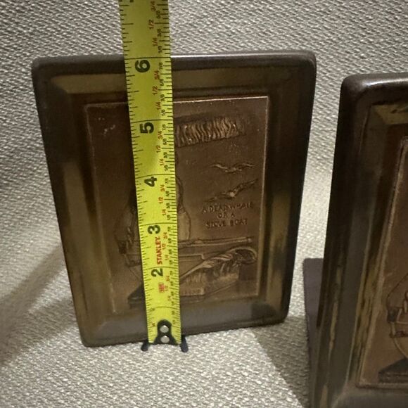 Vintage Bronze Front The Whaleman Statue Heavy Bookend Set Decor - Picture 10 of 12